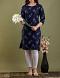 Blue Color Firozi/White Check Print Cotton Kurti Tunic S- M-L-XL #6201681