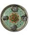 Turquoise Green Aarti Thali with Golden Flower Design - 8" Turquoise Green Aarti Thali with Golden Flower Design - 8"