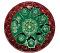 Green Traditional Puja Thali with Red Rim and Accessories - 10.5" Green Traditional Puja Thali with Red Rim and Accessories - 10.5"