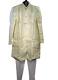 Traditional Indian Design Sherwani for Men - Cream W/White Pajama (S - 3XL) Traditional Indian Design Sherwani for Men - Cream W/White Pajama (S - 3XL)