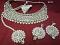 Indian Designer Silver Finish Pearl Beads Guloband Necklace & Earrings