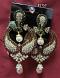 Indian Designer Earrings Red Green Silver CZ Pearl Stylish Earrings