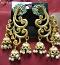 Indian Designer Earrings Golden Jhumki Hanging Pearl Earrings Indian Designer Earrings Golden Jhumki Hanging Pearl Earrings
