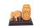 Rajasthani Wood Floral Carved Penstand With Elephant Statue Rajasthani Wood Floral Carved Penstand With Elephant Statue