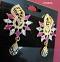 Earrings Golden Ruby CZ Indian Earrings #7840 a