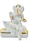 White Fiber in Marble Finishing Ganesh Statue W/Mouse - 6.5"