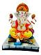 Beautiful n Colorful Fiber Medium Ganesh Statue - 7.25" # 54