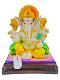 Beautiful n Colorful Fiber Medium Ganesh Statue - 7.25" # 56