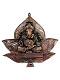 Black Metal Antique Wall Hanging Decor of Ganeshji On Leaf - 15.5"