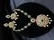 Uncut Big AD Stone GoldFinish pendant in Floral necklace w/ Earrings