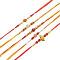 Rakhi Set of 5 Bhaiya Rakhi Crafted W/Beautiful Beads + Roli and and Chaval
