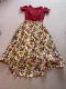 Red Yellow Lehenga Choli with Carnation Rose Pattern (L)