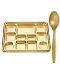 11 Compartment Disposable Gold Plates - Indian Thali Plastic Tray - 200 w/ Spoon 11 Compartment Disposable Gold Plates - Indian Thali Plastic Tray - 200 w/ Spoon