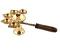 PanchMukhi Brass Diya For Pooja Aarti w/ Wooden Handle 7" - 11"