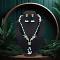 Green Color Monalisa Stone Premium American Diamond Long Necklace Set