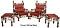 Pearl White/Red Gold Teakwood Carved Chair Set Pearl White/Red Gold Teakwood Carved Chair Set