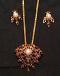 Pendant 0080 Gold Impression Garnet Pearl Pendant Earrings Set
