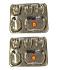 2 Pcs Stainless Steel Rectangle Thali in Apple Shape - 5 Compartments
