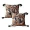 SOGA 2X 17.7inches Velvet Brown/Black/Ivory Leaf Print Cushion Covers SOGA 2X 17.7inches Velvet Brown/Black/Ivory Leaf Print Cushion Covers