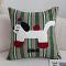 SOGA Set of 2 Dog Print Striped Pillow Covers - 45cm Green/Red/White SOGA Set of 2 Dog Print Striped Pillow Covers - 45cm Green/Red/White