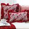 SOGA 2X 11.8x19.7 inches Rose Print Pillow Cover with Red Ruffle Border