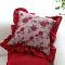 SOGA 2X 17.7inches Rose Garden Pillow Cover with decorative Burgundy Ruffle SOGA 2X 17.7inches Rose Garden Pillow Cover with decorative Burgundy Ruffle