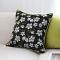 SOGA 2X 17.7 inches Black Floral Decorative Pillow Cover with Green Trim SOGA 2X 17.7 inches Black Floral Decorative Pillow Cover with Green Trim