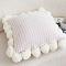 SOGA 2X 17.7inches Cream Waffle Weave Decorative Pillow Cover with Pom Poms SOGA 2X 17.7inches Cream Waffle Weave Decorative Pillow Cover with Pom Poms