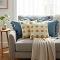 SOGA 5PC Sky Blue Textured & Retro Daisy Chain Pillow Covers with Pom-Poms SOGA 5PC Sky Blue Textured & Retro Daisy Chain Pillow Covers with Pom-Poms