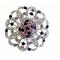Round Sparkling Light & Dark Amethyst Crystals Brooch Pin Round Sparkling Light & Dark Amethyst Crystals Brooch Pin