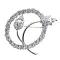 Vintage Tulip Brooch Pin w/ Simulated Diamond In Circle