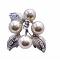 Flower Pearls Decorated Brooch with Silver Casting Leaves