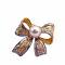 Golden Casting Bow Brooch Pin in White Cultured Pearl & Crystals Golden Casting Bow Brooch Pin in White Cultured Pearl & Crystals