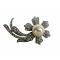 Single Pearl Stud Silver Tone Cubic Zircon Stem Sunflower Brooch