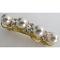 Golden Tone 10mm White Pearls & Crystals Bridal Barrette