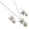 Ivory Pearls Necklace Butterfly Pendant Earrings Set