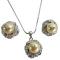 Light Gold Swarovski Pearls Necklace Set Wedding Jewelry