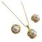 Exquisite Cream Pearls & Simulated Diamond Necklace Set