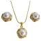 Superior White Pearls Gold Pendant Necklace Earrings Set Superior White Pearls Gold Pendant Necklace Earrings Set