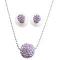 Genuine Violet Color Pave Ball Necklace Earrings Set Genuine Violet Color Pave Ball Necklace Earrings Set