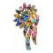 Flower Shaped Antique Gold Multicolor Crystals Formal  Brooch