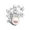 Ivory Pearls w/ Clear Crystals Brooch, Christmas Holiday Gift
