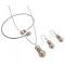 Peach Pearls Necklace, Earrings & Cuff Wedding Jewelry Set