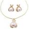 Swarovski White Pearl Pendant Necklace Earrings Set