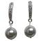Grey Pearl with Diamante Dangling Wedding Earrings