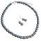 Gray Pearls Silver Rondells Necklace Earrings Wedding Favor