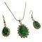 Emerald Gold Victorian Pendant Earrings Holiday Gift Jewelry