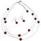 Three Stranded Necklace & Earrings Set Red Floating Pearls