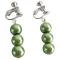 Dangling Green Pearls Earrings Clip On Earrings