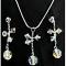 AB Crystal Dangling Pendant And Earrings Set Prom Jewelry AB Crystal Dangling Pendant And Earrings Set Prom Jewelry